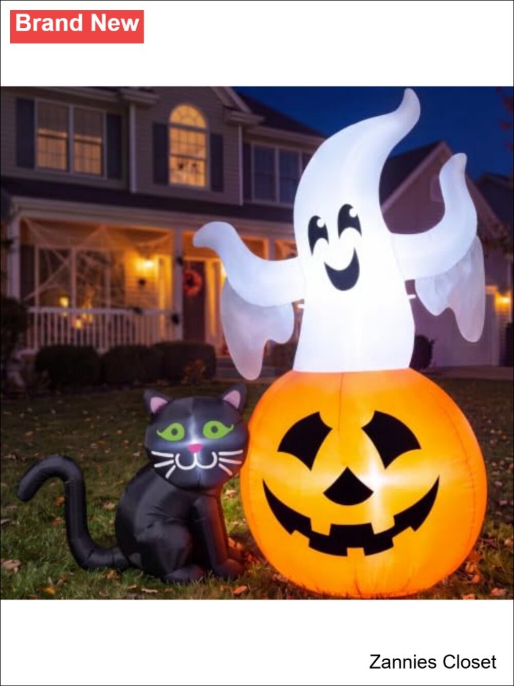 👻 Joiedomi 5FT Halloween Inflatable Ghost with Pumpkin & Black Cat LED Outdoor